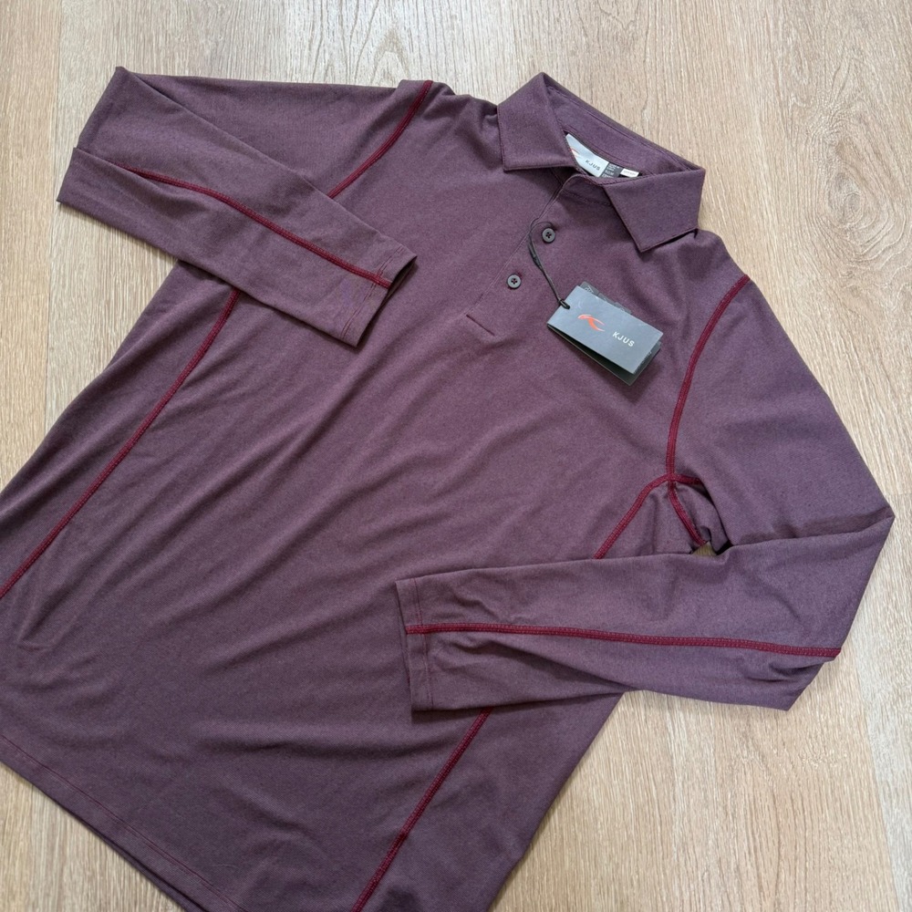 KJUS Scot Polo L/S Men 50 Maroon Long Sleeve Performance Golf Shirt MG60-K03